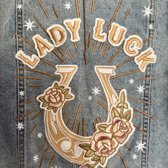 Rue Denim Lady Luck Jean Jacket, Size Medium - Picture 8 of 9